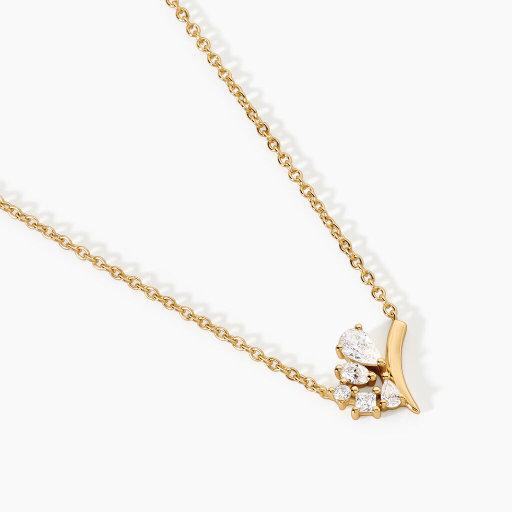 Collier Mevena Argent Dor&eacute; A L'Or 750/1000 Oxyde De Zirconium - Colliers Femme | Histoire d&rsquo;Or