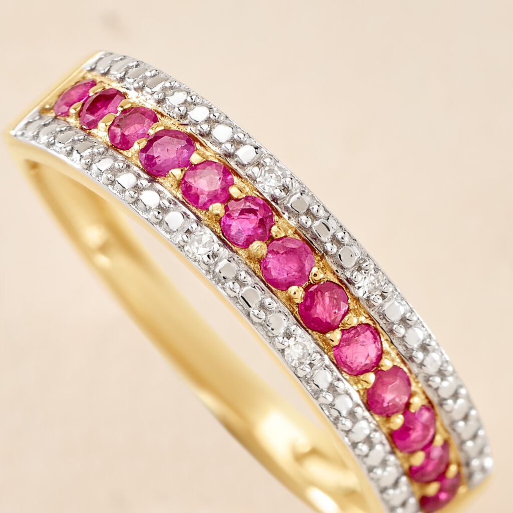 Bague Amias Or Jaune Rubis Diamant - Bagues avec pierre Femme | Histoire d’Or