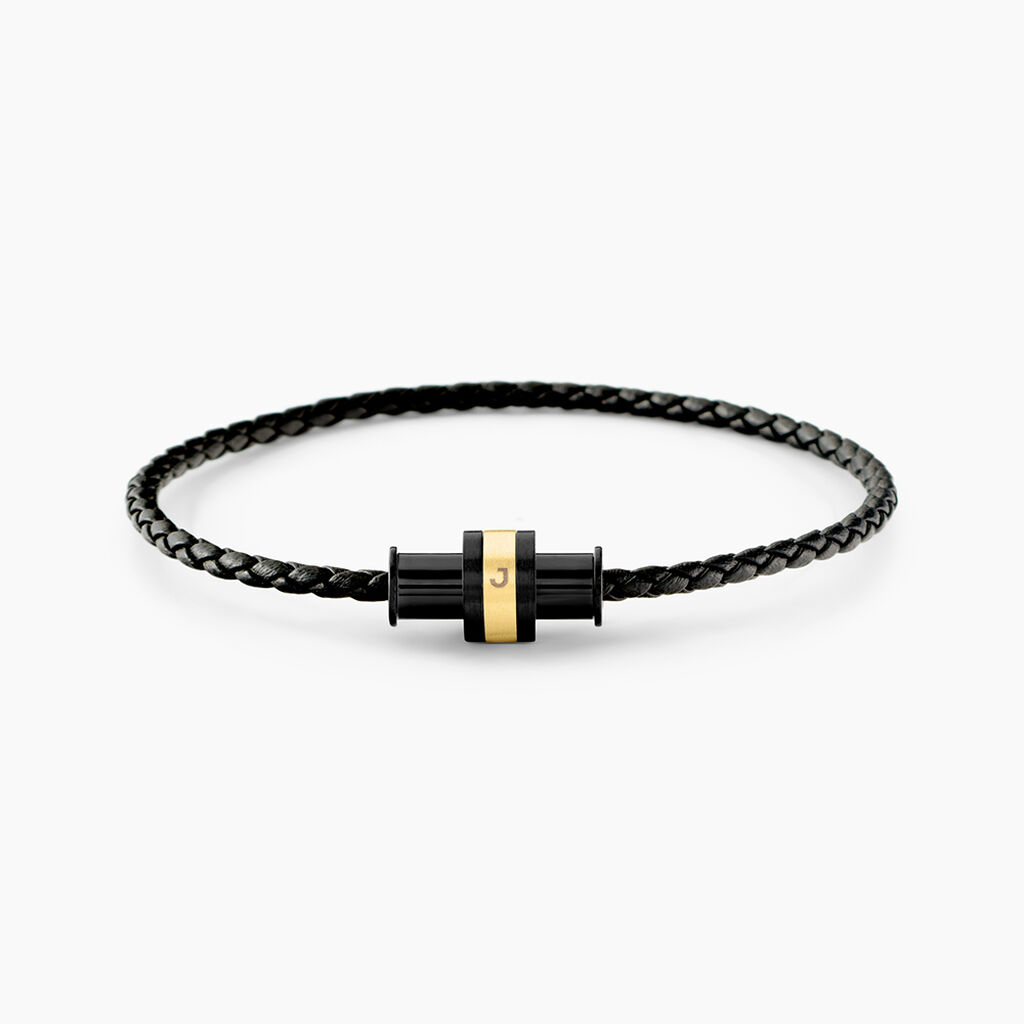Bracelet Jourdan Cuir De Vache Noir - Bracelets Cuir Homme | Histoire d&rsquo;Or