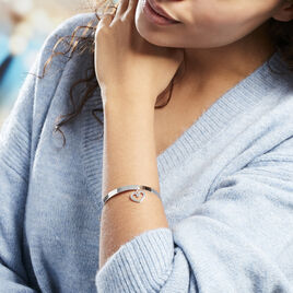 Bracelet Jonc Sally Argent Blanc - Bracelets Coeur Femme | Histoire d’Or
