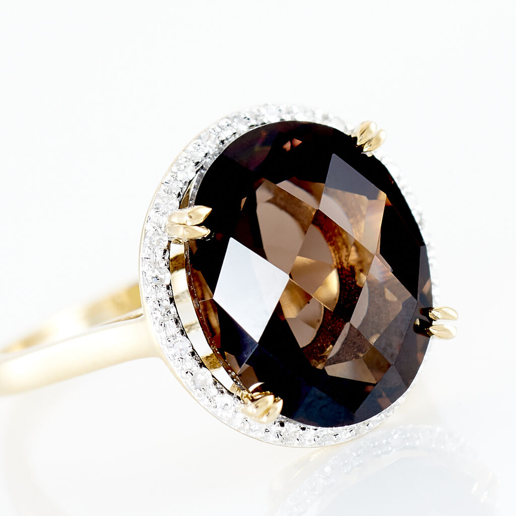 Bague Anna Or Jaune Quartz Et Oxyde De Zirconium - Bagues solitaires Femme | Histoire d&rsquo;Or