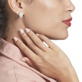 Créoles Argent Rhodié Lienet Oxydes De Zirconium - Boucles d'oreilles créoles Femme | Histoire d’Or