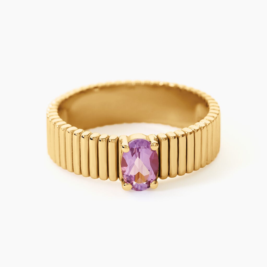 Bague Joany Argent Dor&eacute; A L'Or 750/1000 Am&eacute;thyste - Bagues solitaires Femme | Histoire d&rsquo;Or