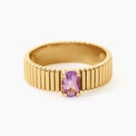 Bague Joany Argent Dor&eacute; A L'Or 750/1000 Am&eacute;thyste - Bagues solitaires Femme | Histoire d&rsquo;Or