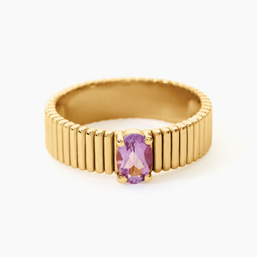 Bague Joany Argent Dor&eacute; A L'Or 750/1000 Am&eacute;thyste