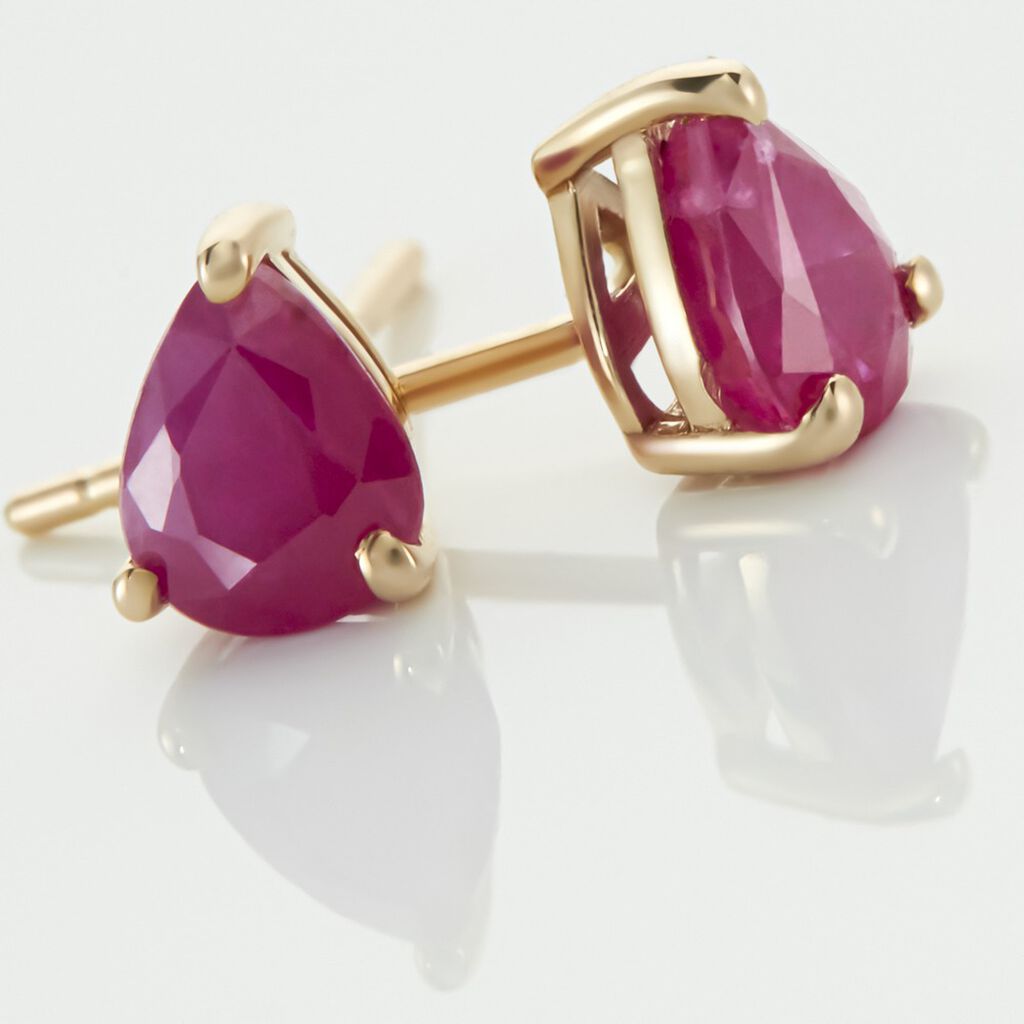 Boucles D'oreilles Puces Or Jaune Isador Rubis - Clous d'oreilles Femme | Histoire d’Or