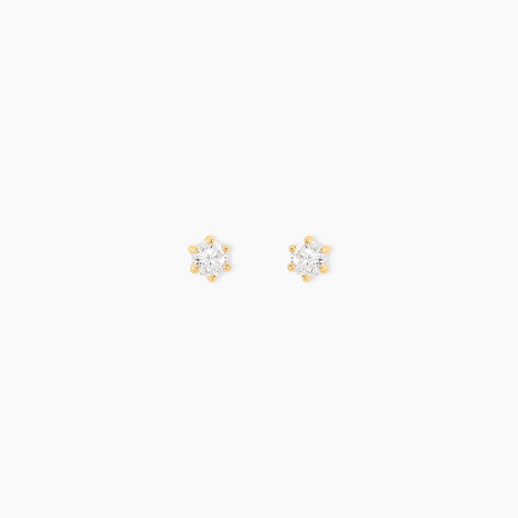 Boucles D'oreilles Puces Aconit Or Jaune Oxyde - Clous d'oreilles Femme | Histoire d’Or