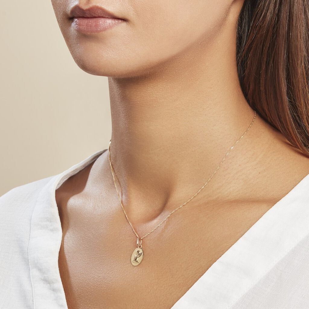 Pendentif Ange Ovale Or Jaune - Pendentifs Baptême Famille | Histoire d’Or