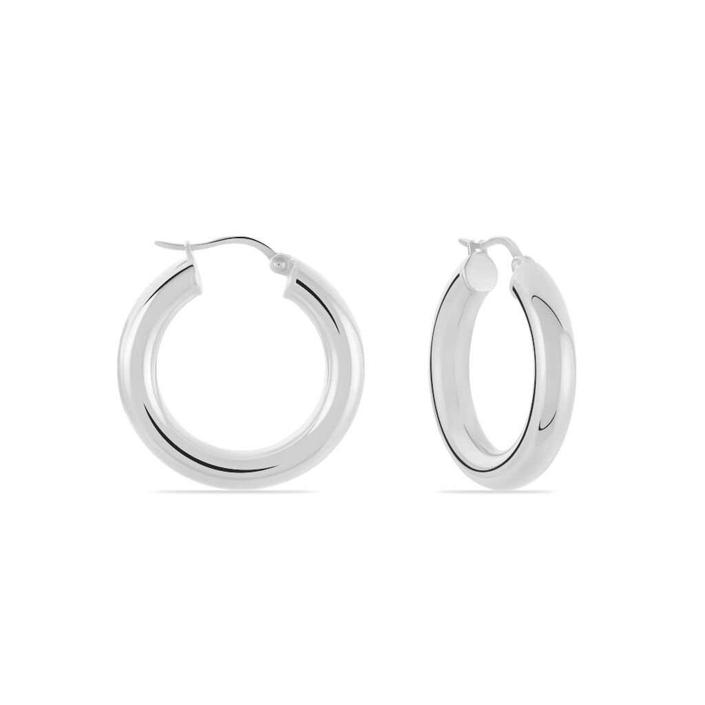 Créoles Adama Acier Blanc - Boucles d'oreilles créoles Femme | Histoire d’Or