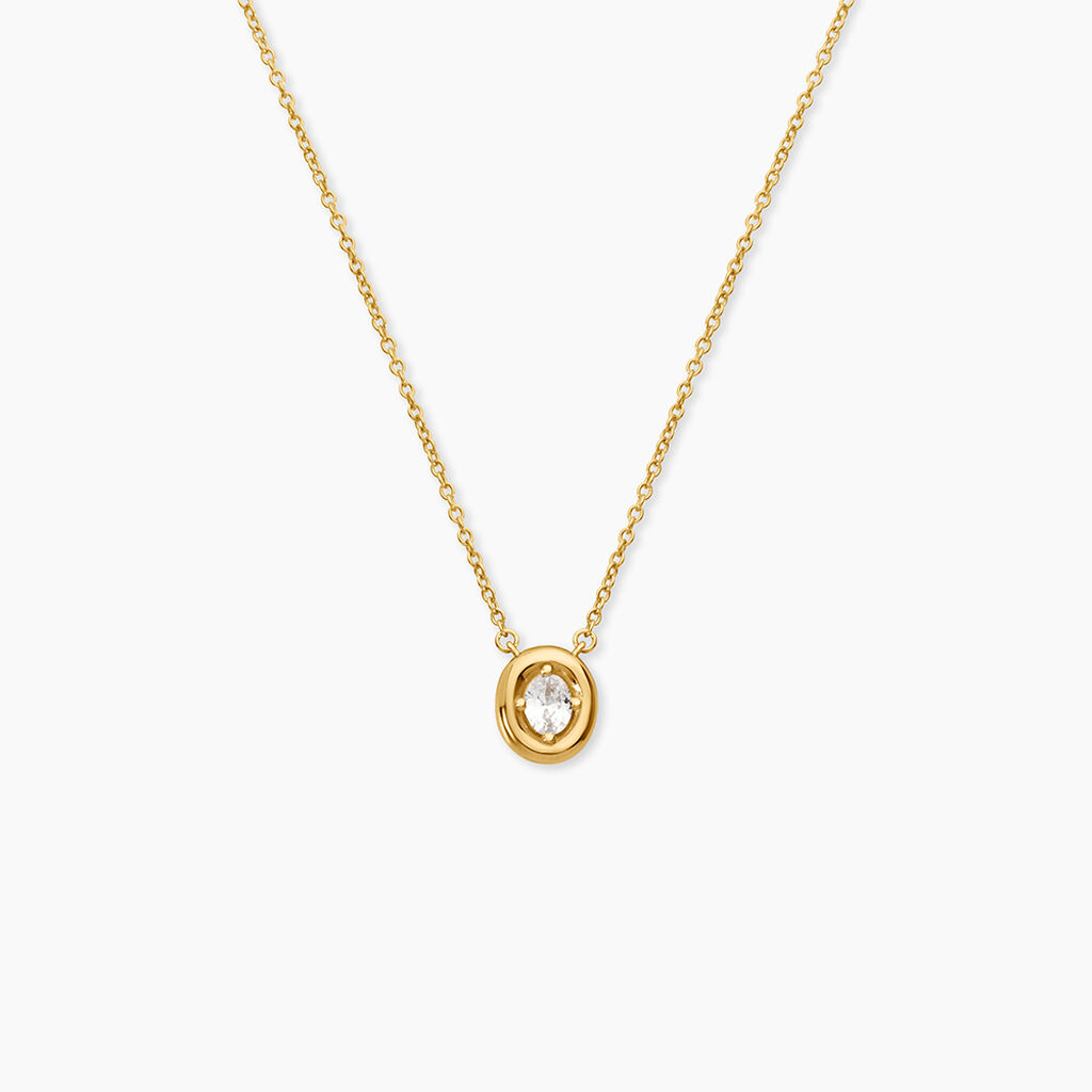Collier Maurie Argent Dor&eacute; A L'Or 750/1000 Oxyde De Zirconium - Colliers Femme | Histoire d&rsquo;Or