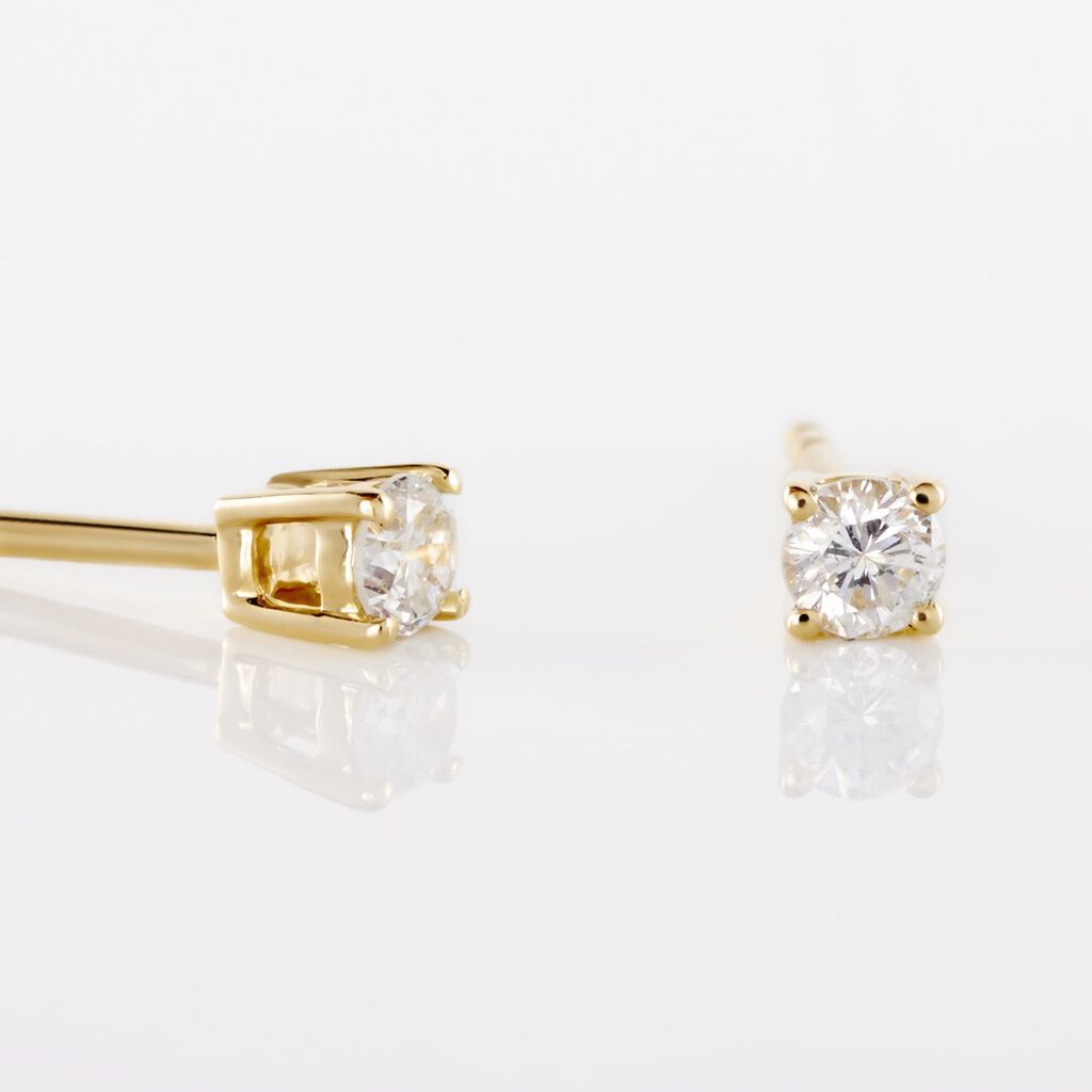 Boucles D'oreilles Puces Or Jaune Victoria Diamants - Clous d'oreilles Femme | Histoire d&rsquo;Or