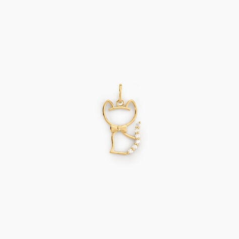 Pendentif Egee Chat Or Jaune Oxyde De Zirconium - Pendentifs empierr&eacute;s Enfant | Histoire d&rsquo;Or