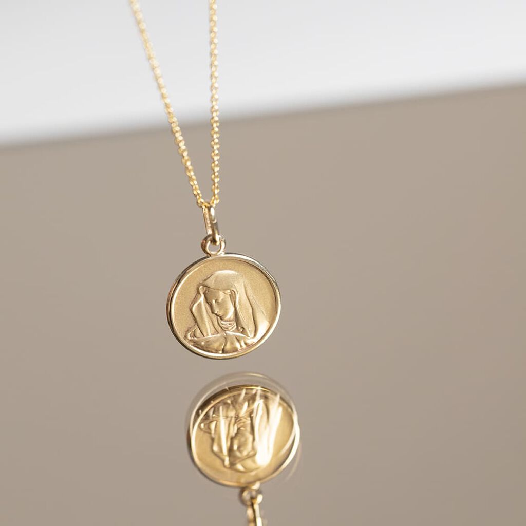 Pendentif Vierge Rond Or Jaune - Pendentifs Baptême Famille | Histoire d’Or