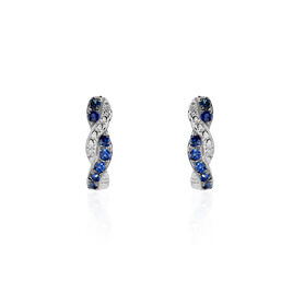Boucles D'oreilles Puces Ligera Or Blanc Saphir Et Diamant - Clous d'oreilles Femme | Histoire d’Or
