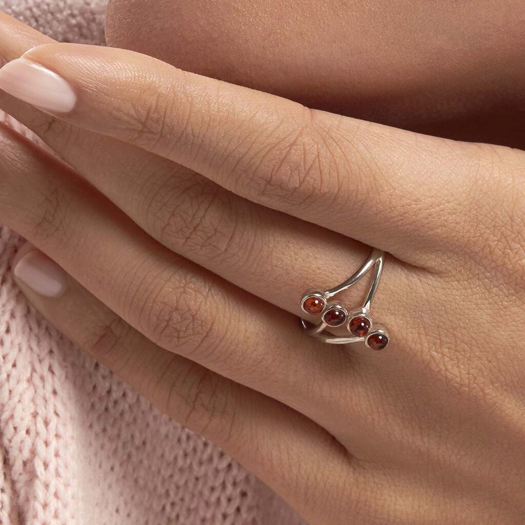 Bague Argent Blanc Accorus Ambre - Bagues avec pierre Femme | Histoire d’Or