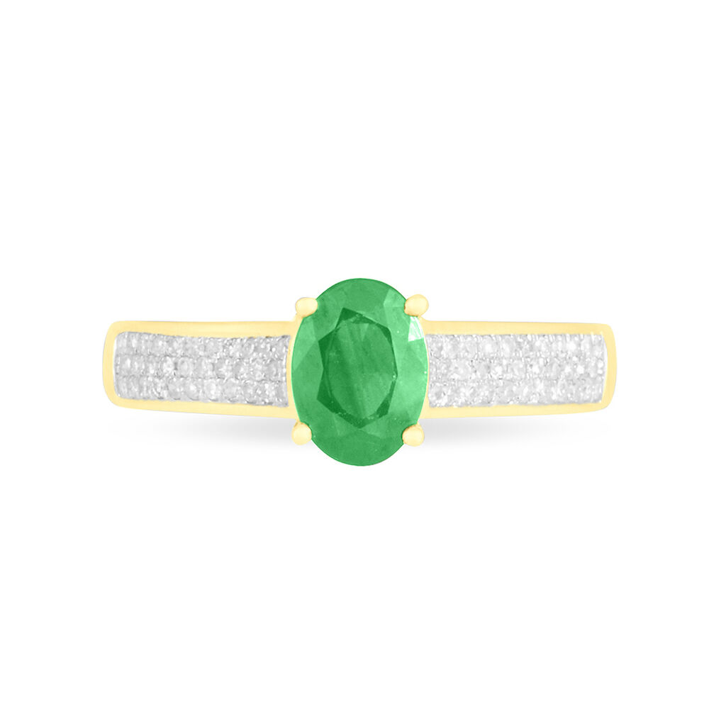 Bague Crista Or Jaune Emeraude Et Diamant - Bagues solitaires Femme | Histoire d’Or