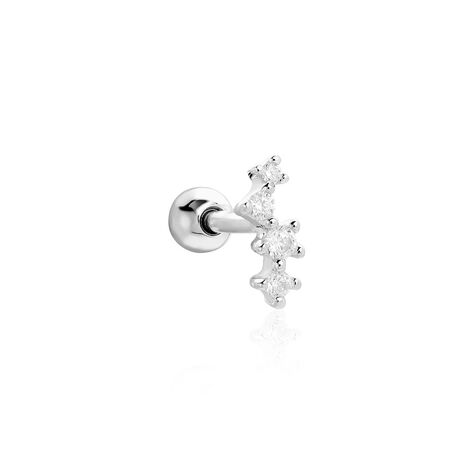 Piercing D'oreille Unitaire Roseau Argent Blanc Oxyde De Zirconium - Boucles d'oreilles fantaisie Femme | Histoire d&rsquo;Or