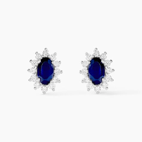 Boucles D'oreilles Puces Vladimir Or Blanc Saphir Diamant - Clous d'oreilles Femme | Histoire d’Or