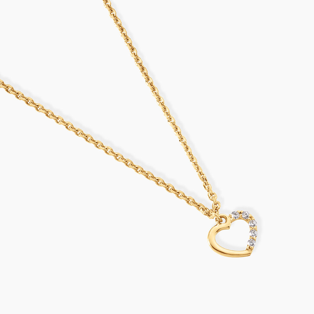 Collier Vehanouche Argent Dor&eacute; A L'Or 750/1000 Oxyde De Zirconium - Colliers Enfant | Histoire d&rsquo;Or