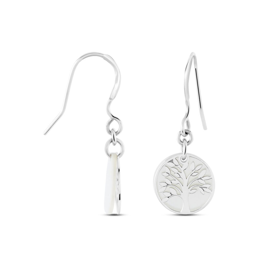 Boucles D'oreilles Pendantes Argent Blanc Sofee Nacress - Boucles d'oreilles fantaisie Femme | Histoire d’Or