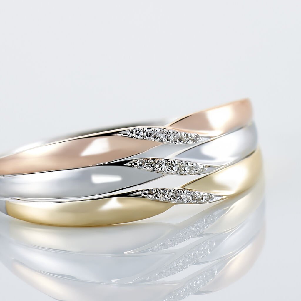 Bague Nesibe Or Tricolore Diamant - Bagues avec pierre Femme | Histoire d&rsquo;Or