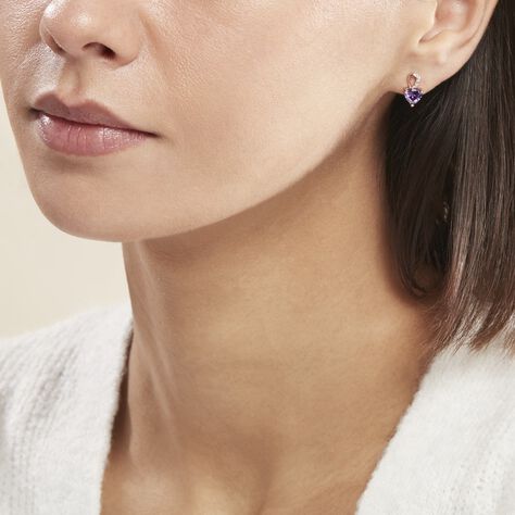 Boucles D'oreilles Puces Argent Rose Atieno Oxyde De Zirconium - Boucles d'oreilles fantaisie Femme | Histoire d’Or