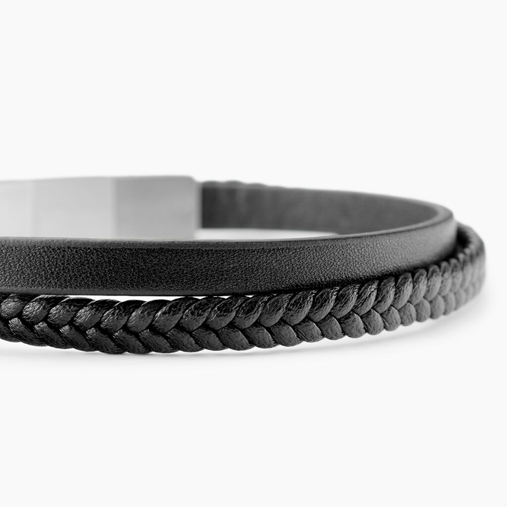 Bracelet Jourdan Cuir De Vache Noir - Bracelets Cuir Homme | Histoire d&rsquo;Or