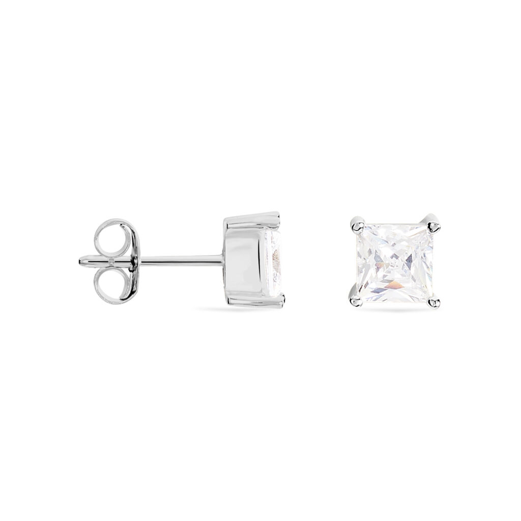 Boucles D'oreilles Puces Argent Blanc Alys Oxyde De Zirconium - Boucles d'oreilles fantaisie Femme | Histoire d’Or