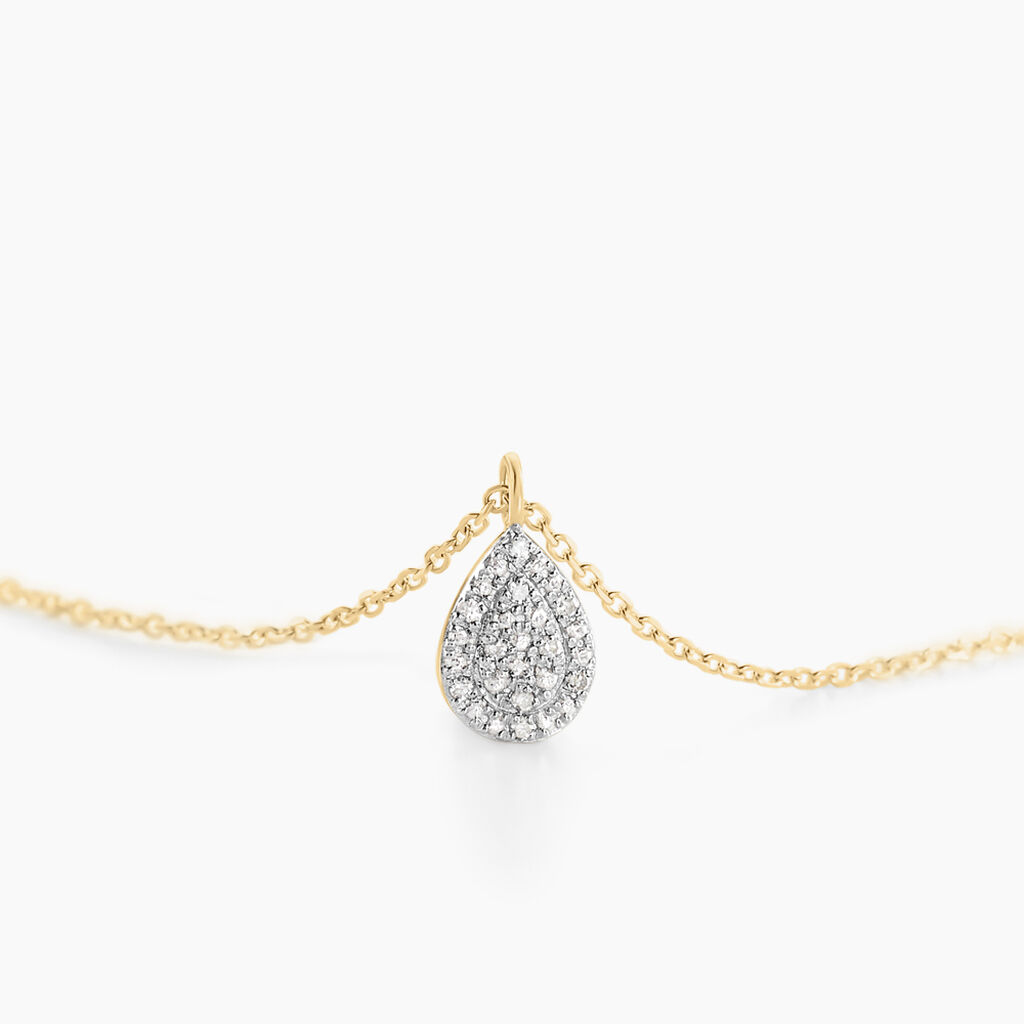 Collier Pear C Or Jaune Diamant - Colliers Femme | Histoire d’Or