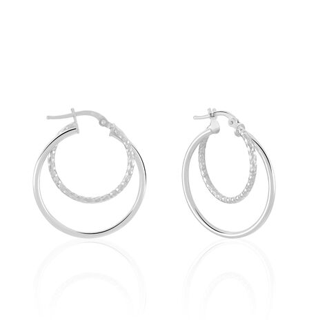 Créoles Argent Blanc Marjorie - Boucles d'oreilles créoles Femme | Histoire d’Or