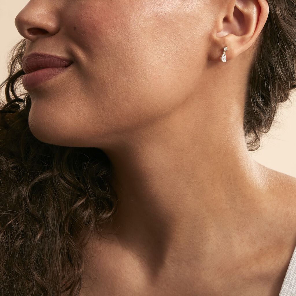 Boucles D'oreilles Pendantes Faas Or Jaune Oxyde De Zirconium - Boucles d'oreilles pendantes Femme | Histoire d’Or