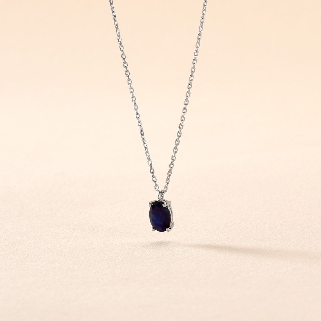 Collier Ovale Or Blanc Saphir - Colliers Femme | Histoire d&rsquo;Or