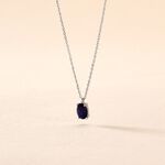 Collier Ovale Or Blanc Saphir - Colliers Femme | Histoire d&rsquo;Or