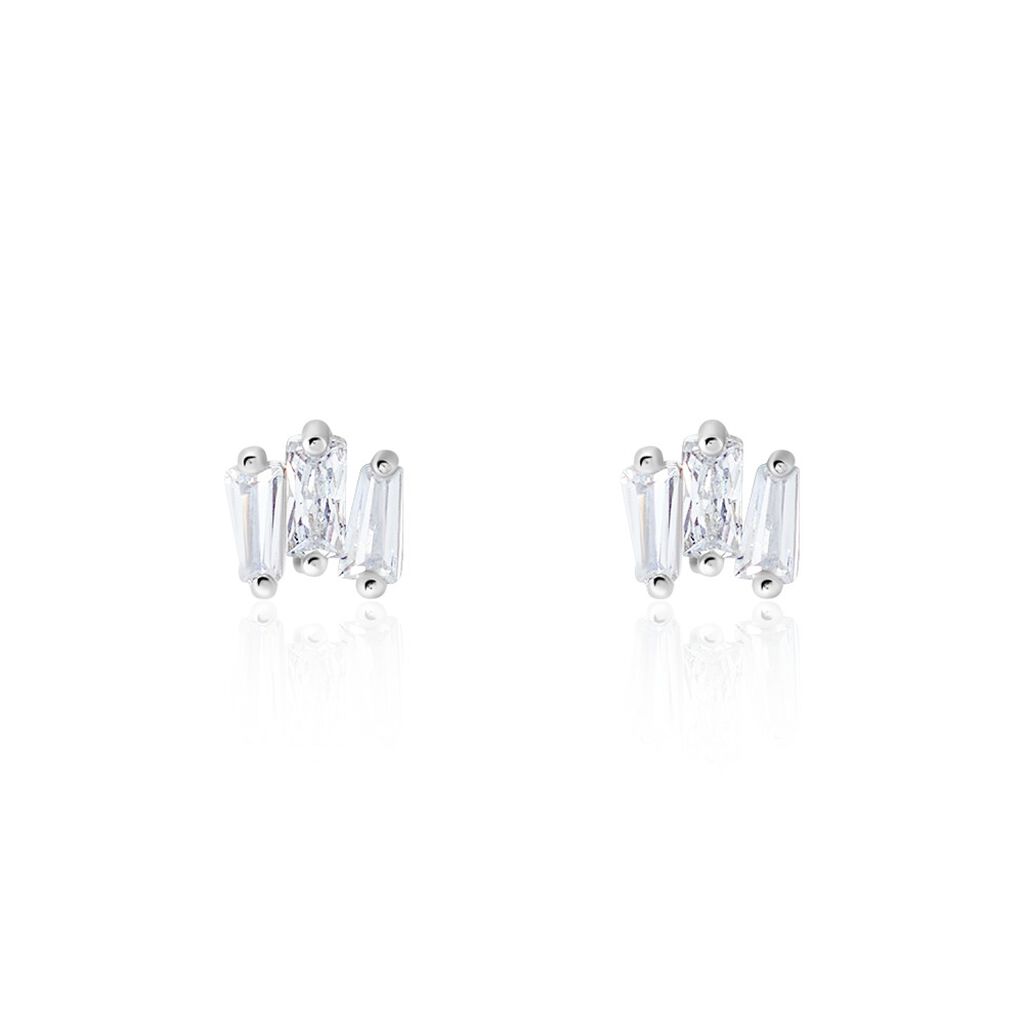 Boucles D'oreilles Puces Adria Argent Blanc Oxyde De Zirconium - Boucles d'oreilles fantaisie Femme | Histoire d&rsquo;Or