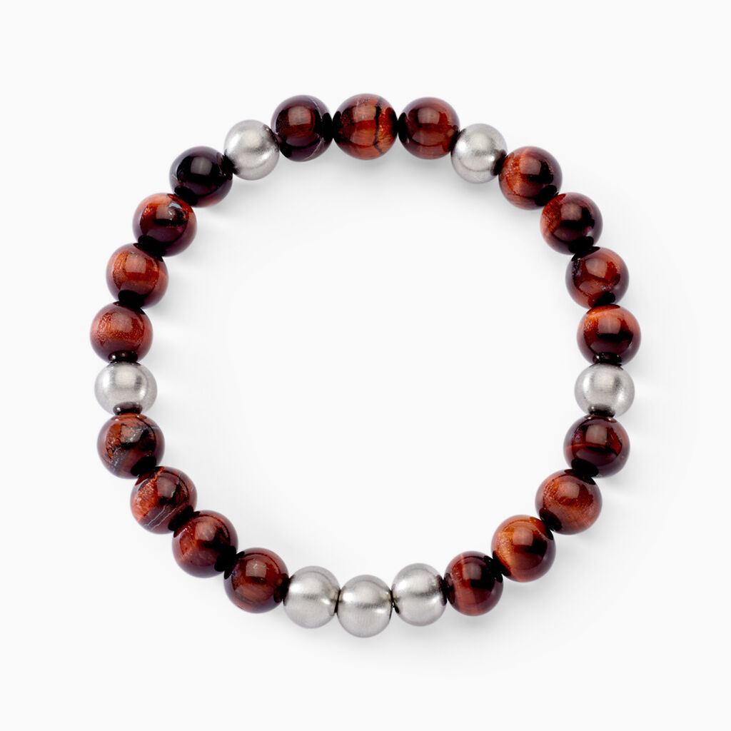 Bracelet Adonis Acier Blanc Oeil De Tigre - Bracelets Homme | Histoire d’Or