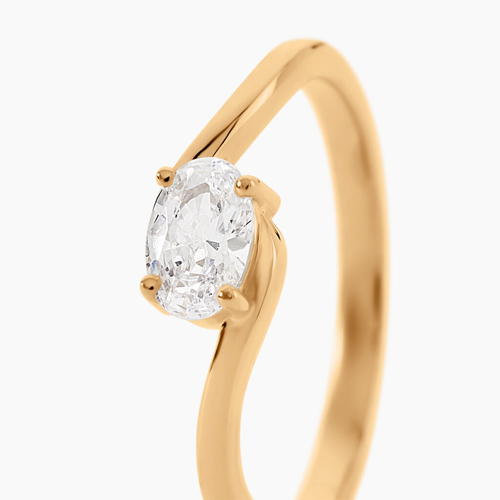 Bague Diandra Plaqu&eacute; Or Jaune Oxyde De Zirconium - Bagues solitaires Femme | Histoire d&rsquo;Or