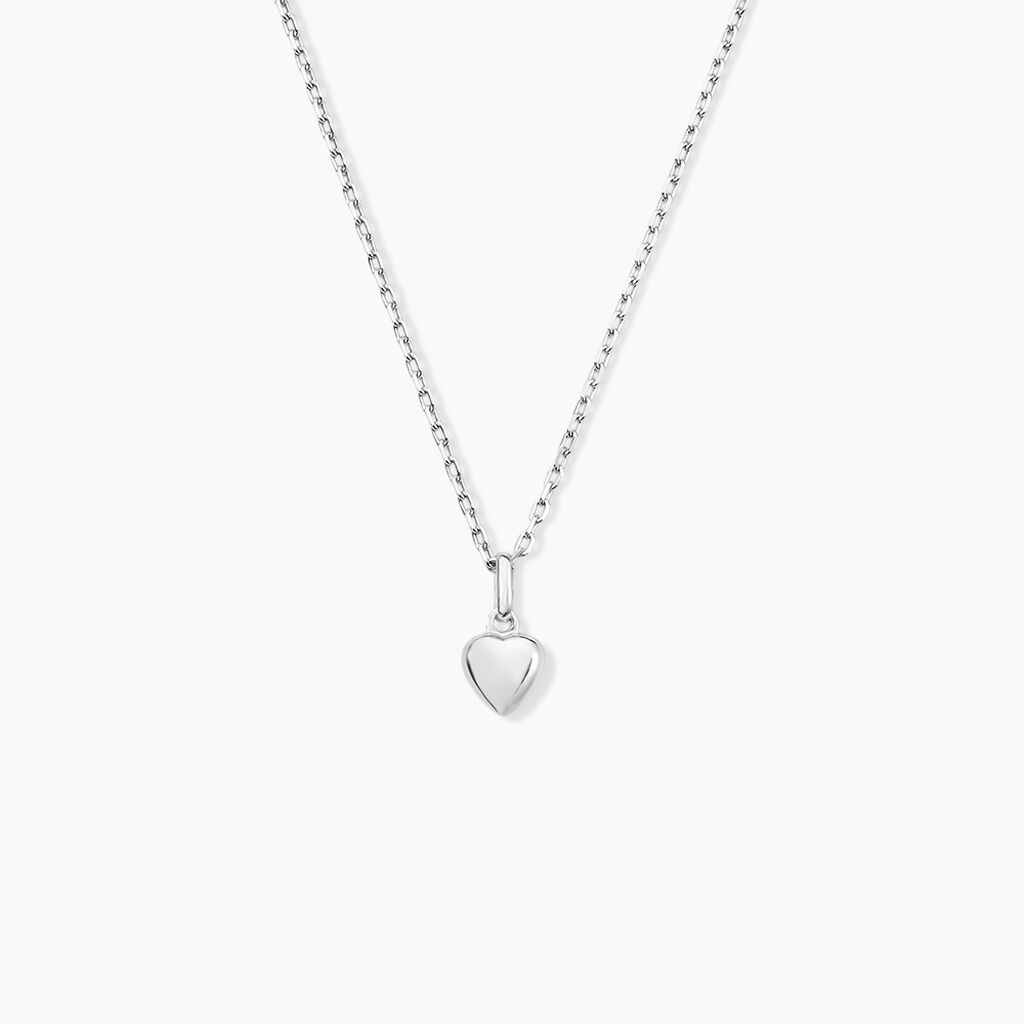 Pendentif Eudocie Coeur Lisse Or Blanc - Pendentifs Coeur Femme | Histoire d’Or