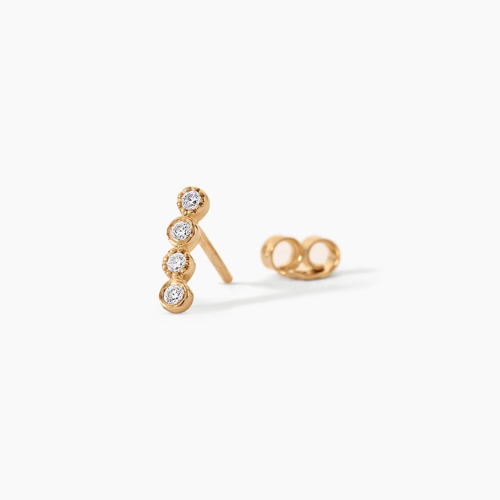 Boucles D'Oreilles Puces Emiliana Plaqu&eacute; Or Jaune Oxyde De Zirconium - Boucles d'oreilles fantaisie Femme | Histoire d&rsquo;Or