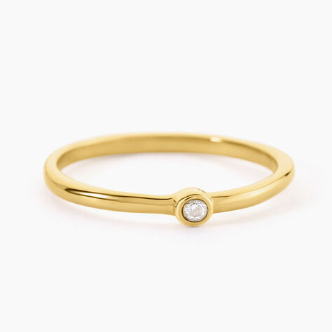 Bague Mareva Acier Jaune Oxyde De Zirconium - Bagues solitaires Femme | Histoire d&rsquo;Or