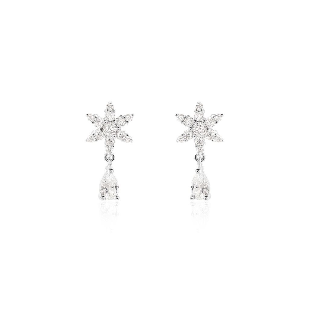 Boucles D'oreilles Pendantes Linas Argent Blanc Oxyde De Zirconium - Boucles d'oreilles fantaisie Femme | Histoire d’Or