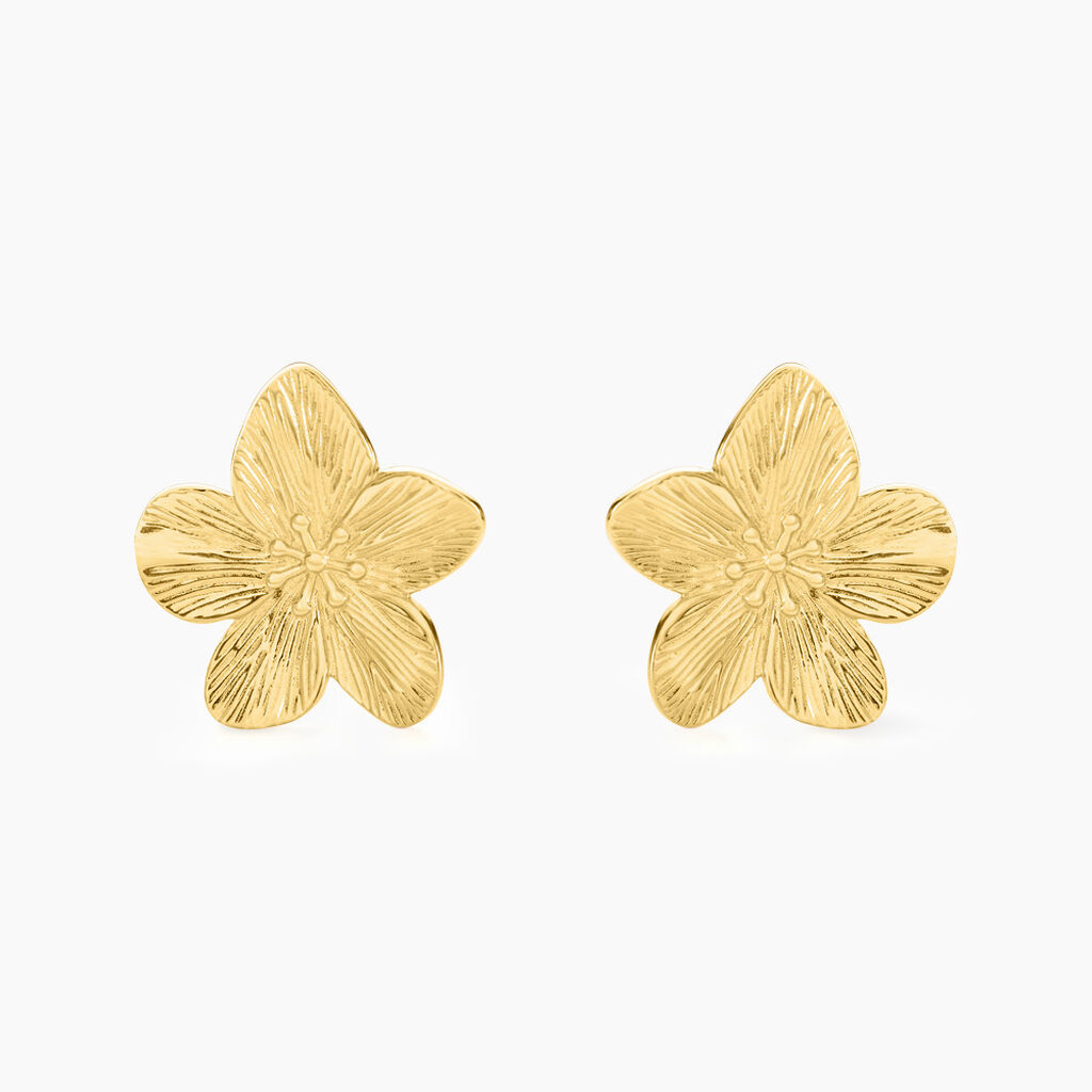 Boucles D'oreilles Puces Barbade Acier Jaune - Boucles d'oreilles fantaisie Femme | Histoire d’Or