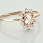 Bague Jozsua Or Rose Morganite Peche Oxyde De Zirconium - Bagues solitaires Femme | Histoire d&rsquo;Or