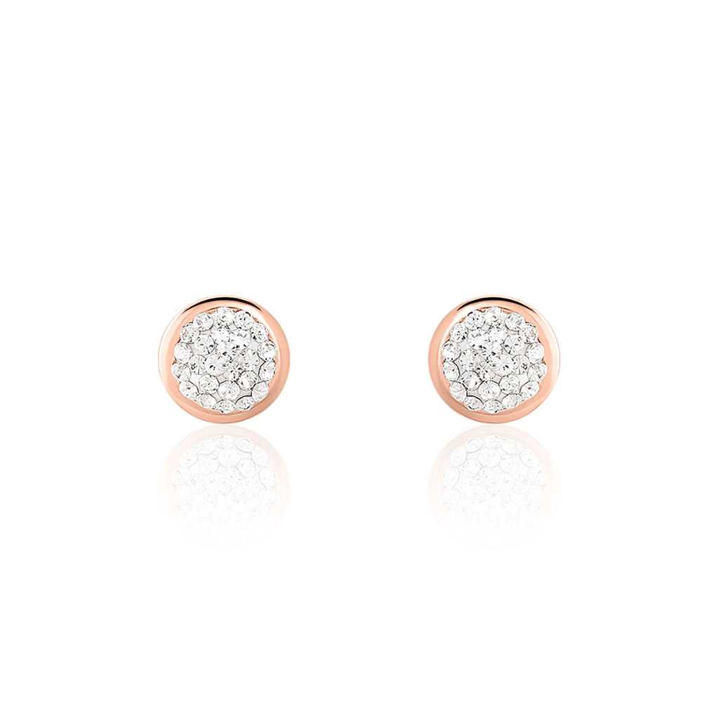 Boucles D'oreilles Puces Edmee Cercle 0 Or Rose Strass - Clous d'oreilles Femme | Histoire d&rsquo;Or