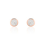 Boucles D'oreilles Puces Edmee Cercle 0 Or Rose Strass - Clous d'oreilles Femme | Histoire d&rsquo;Or