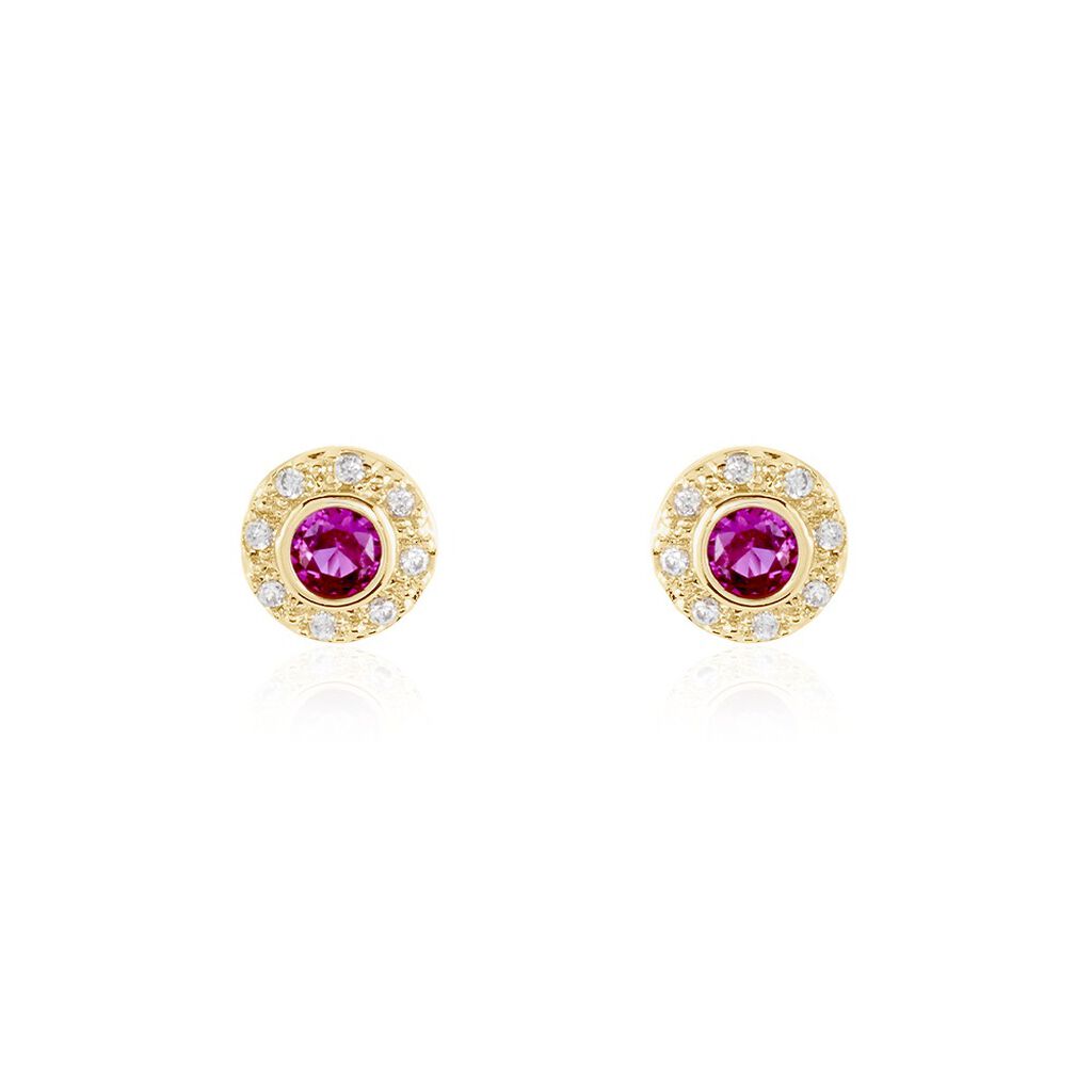 Boucles D'oreilles Puces Plaqué Or Eugenie Pierre Synthétique - Boucles d'oreilles fantaisie Femme | Histoire d’Or