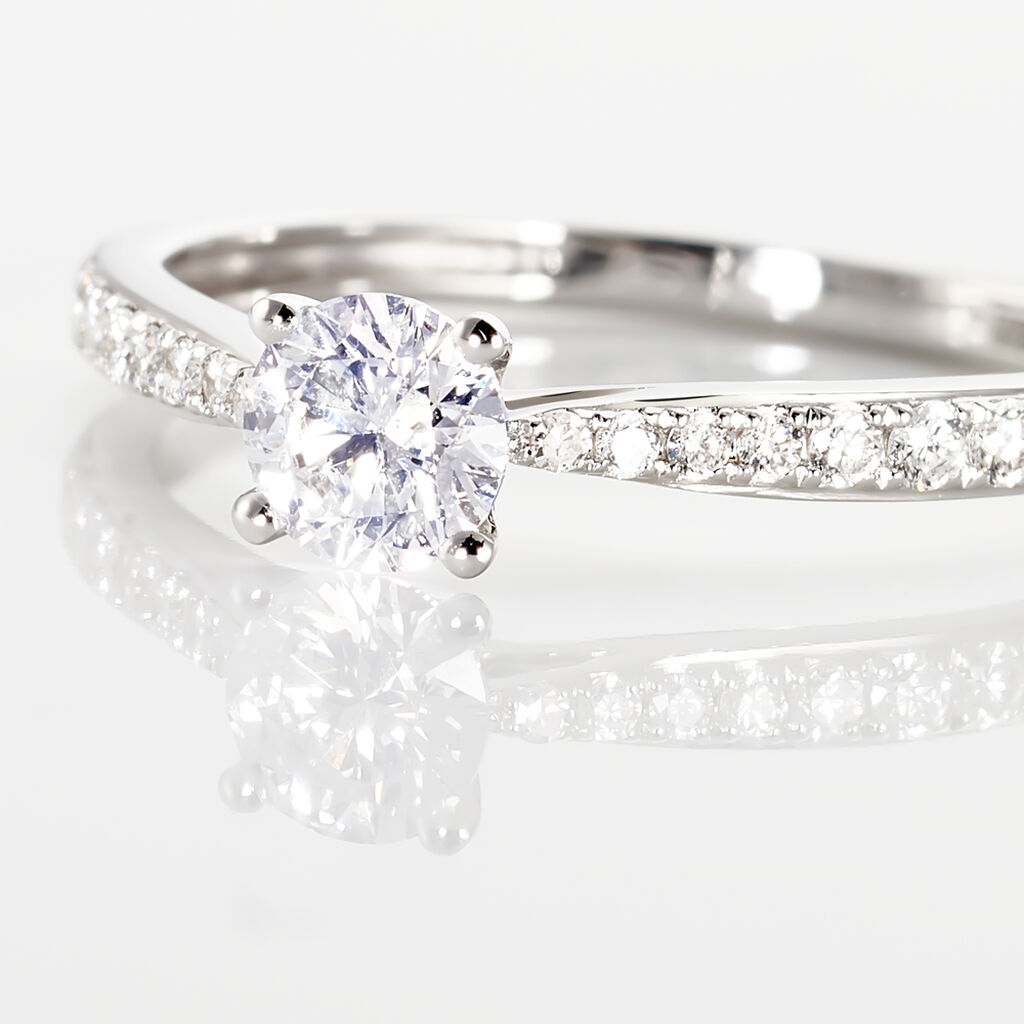 Bague Solitaire Hemera Or Blanc Diamant - Bagues solitaires Femme | Histoire d&rsquo;Or