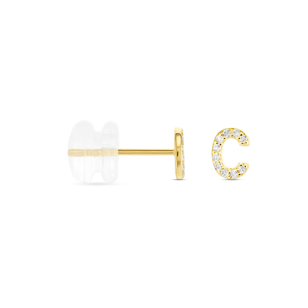 Boucle D'oreille Puce Unitaire Jodoca Or Jaune Oxyde De Zirconium - Clous d'oreilles Femme | Histoire d’Or