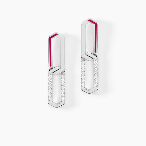 Boucles D'oreilles Pendantes Infini Pop Argent Blanc Oxyde Zirconium - Boucles d'oreilles fantaisie Femme | Histoire d’Or