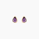 Boucles D'oreilles Puces Fassia Or Jaune Amethyste - Clous d'oreilles Femme | Histoire d&rsquo;Or