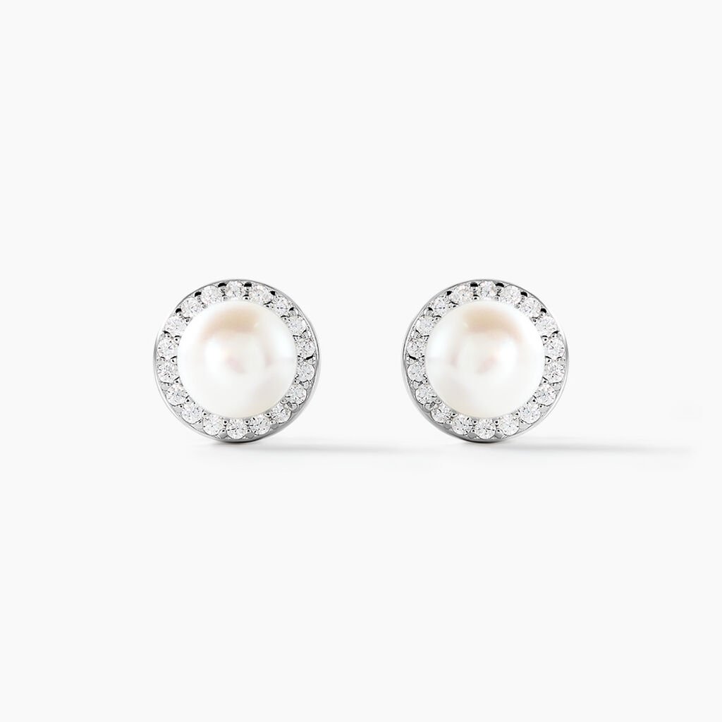Boucles D'oreilles Clips Argent Blanc Valerio Perles Oxydes - Boucles d'oreilles fantaisie Femme | Histoire d’Or